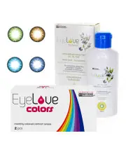 EyeLove Colors 2 szt. + płyn EyeLove Natural 100 ml + pojemnik