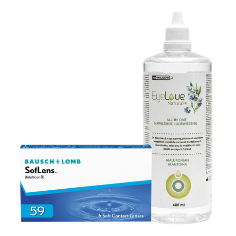 Soflens 59 6 szt. + EyeLove Natural+ 400 ml