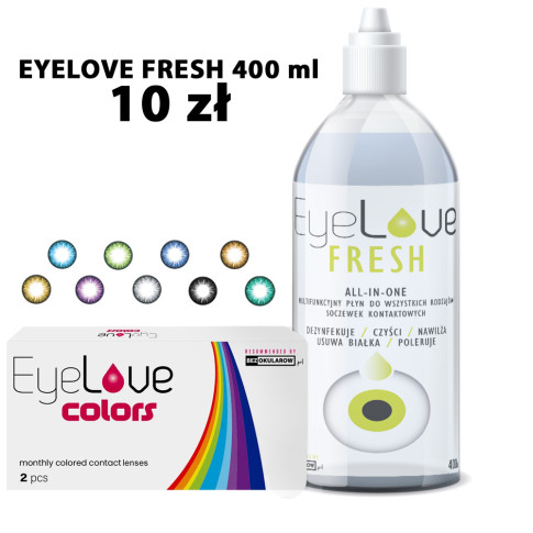 ZESTAW: EyeLove Colors 2 szt. (0,00) + EyeLove Fresh 400 ml ZA 10 ZŁ