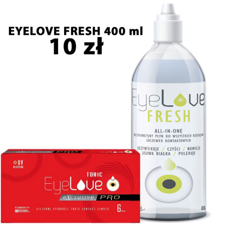 ZESTAW: EyeLove Exclusive PRO Toric 6 szt. + EyeLove Fresh 400 ml ZA 10 ZŁ