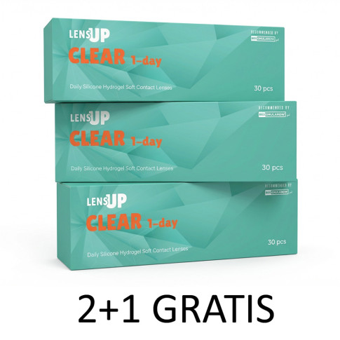 ZESTAW: 2x LensUp Clear 1-Day 30 sztuk + trzecie opakowanie GRATIS!
