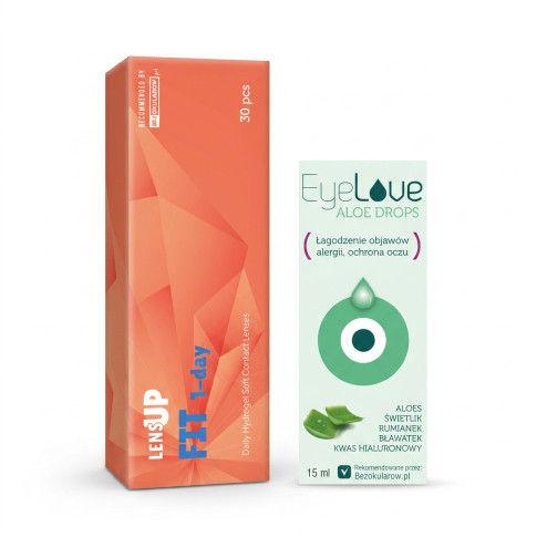 ZESTAW: LensUp Fit 1-Day 30 szt. + krople EyeLove Aloe Drops 15 ml GRATIS
