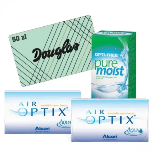 2x Air Optix Aqua 6 szt. + Pure Moist 300 ml + karta Douglas 50 zł GRATIS!