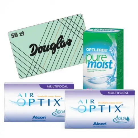  2x Air Optix Multifocal 6 szt. + Pure Moist 300 ml + karta Douglas 50 zł GRATIS! 